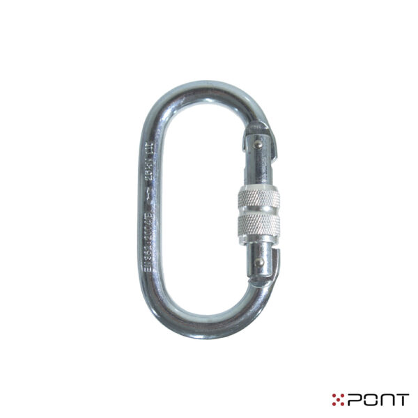 5 PONT Ovál karabiner, acél, csavarmenetes